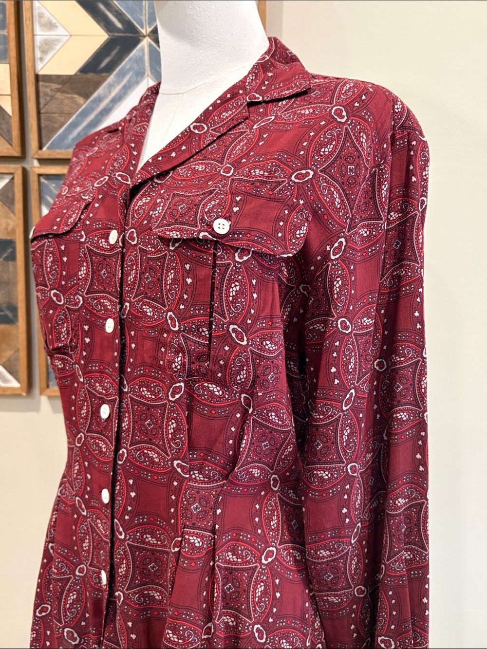 Vintage Ralph Lauren Blue Label Bandana Print Button Front Blouse size 6 - Picture 4 of 10